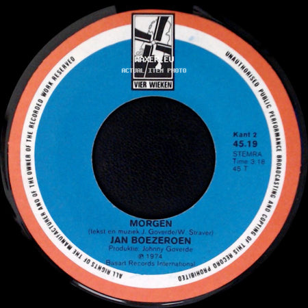 Jan Boezeroen - De Dronkaard / Morgen side B