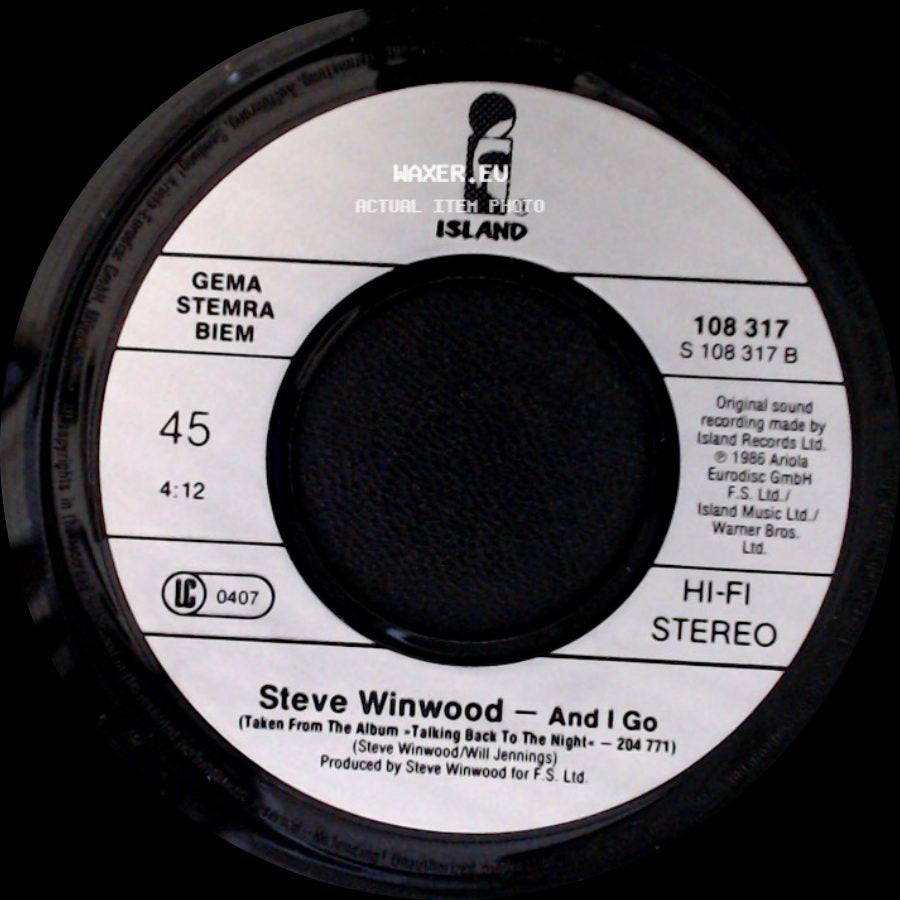 Steve Winwood - Higher Love / And I Go side B