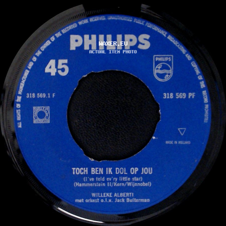 Willeke Alberti - Toch Ben Ik Dol Op Jou / Toch Ben Ik Dol Op Jou (I've Told Ev'ry Little Star) side A