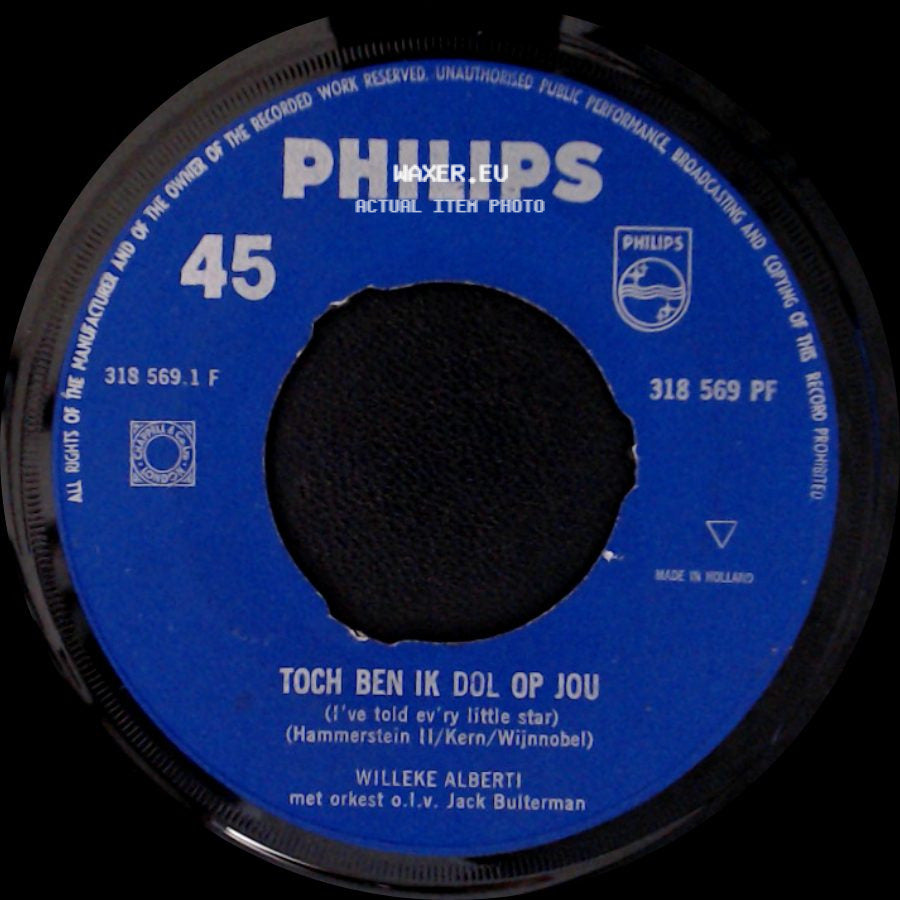 Willeke Alberti - Toch Ben Ik Dol Op Jou / Toch Ben Ik Dol Op Jou (I've Told Ev'ry Little Star) side B
