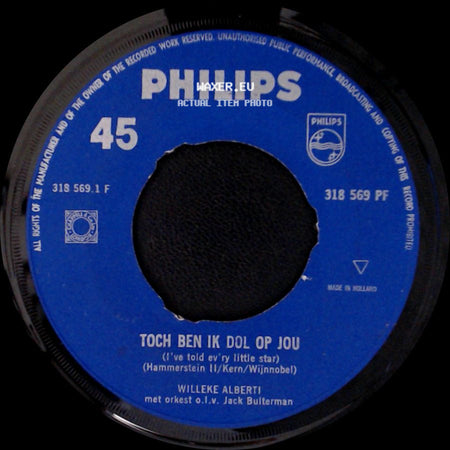 Willeke Alberti - Toch Ben Ik Dol Op Jou / Toch Ben Ik Dol Op Jou (I've Told Ev'ry Little Star) side B
