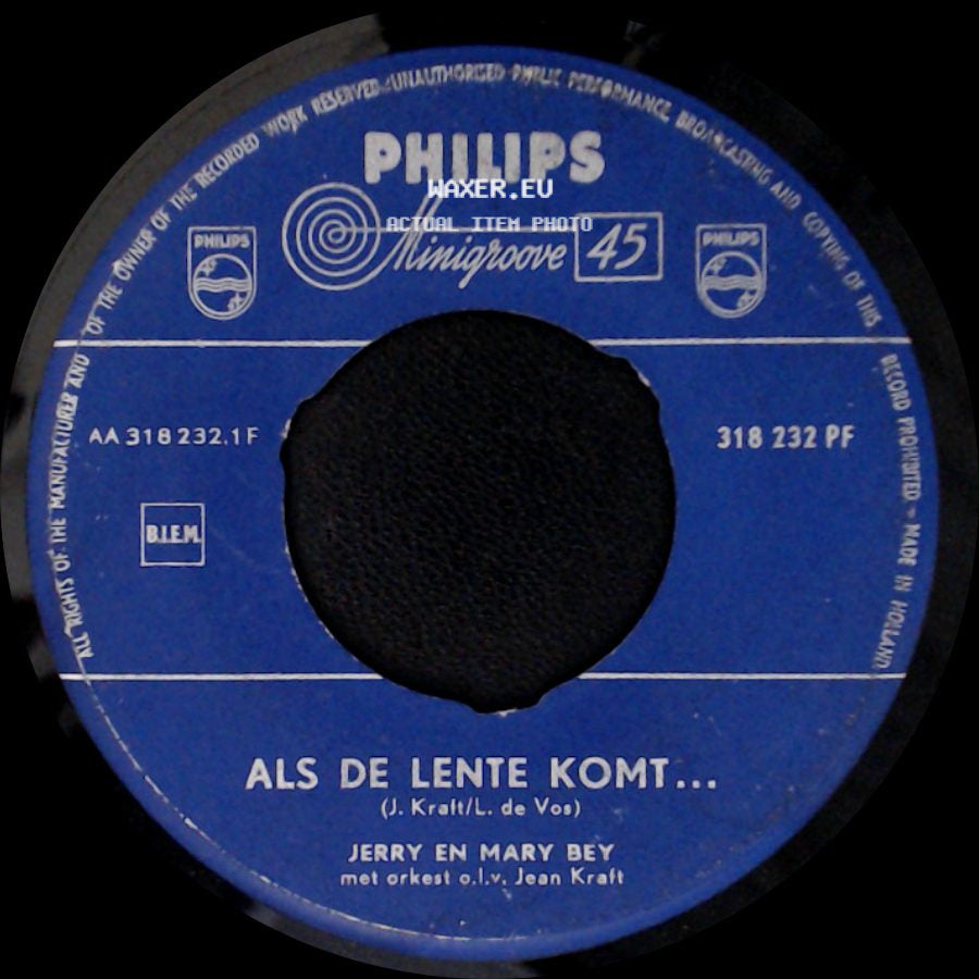 Jerry En Mary Bey - De Bleke Harmonicaman / Als De Lente Komt... side B