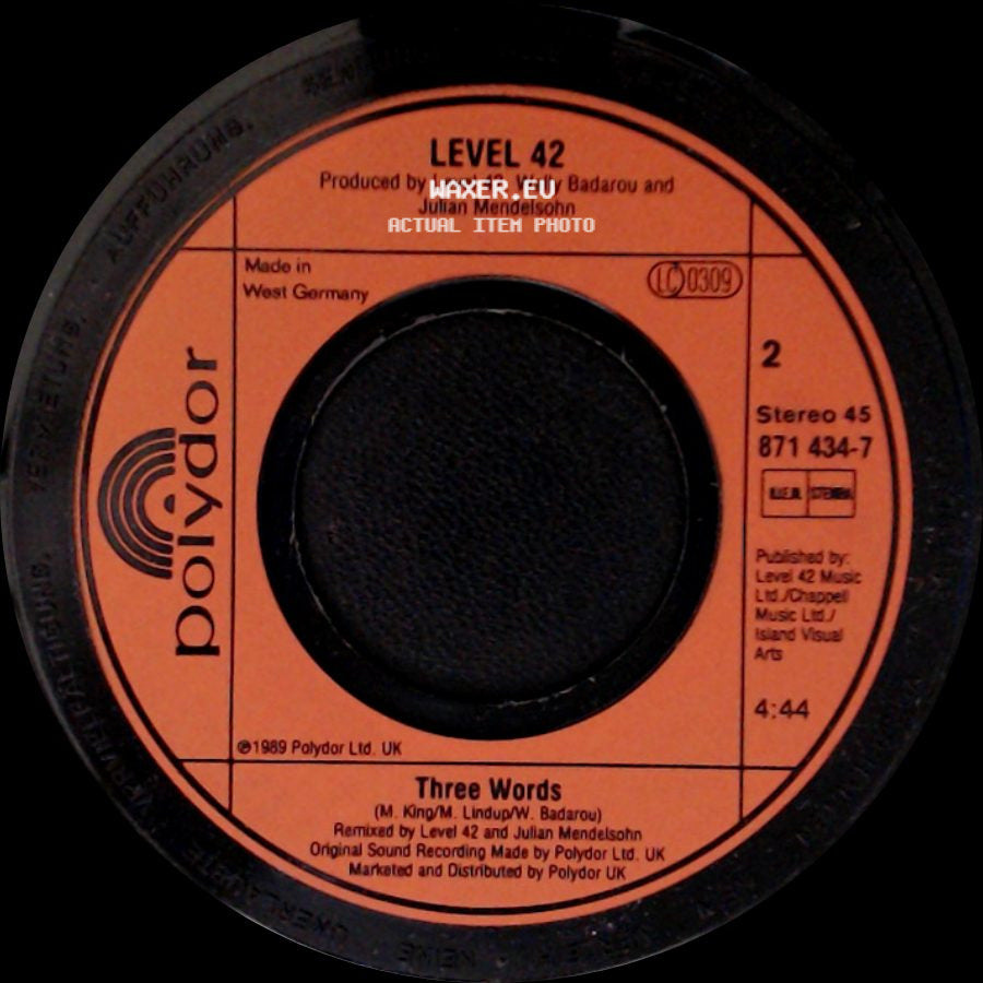 Level 42 - Tracie / Three Words side B