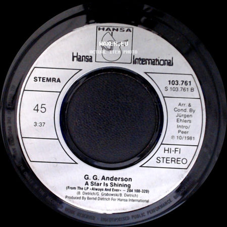 G. G. Anderson - A Star Is Shining / Cheerio side A