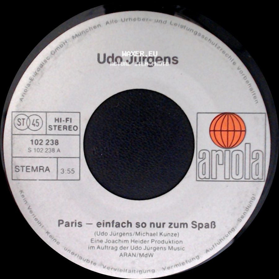 Udo Jürgens - Paris - Einfach So Nur Zum Spaß / Alles Im Griff (Auf Dem Sinkenden Schiff) side A