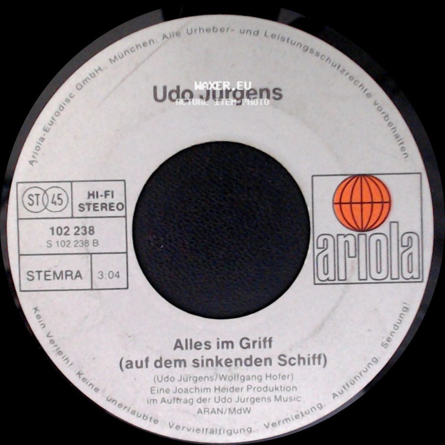 Udo Jürgens - Paris - Einfach So Nur Zum Spaß / Alles Im Griff (Auf Dem Sinkenden Schiff) side B