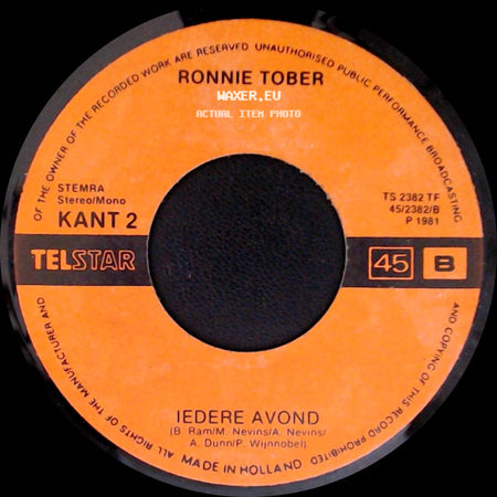 Ronnie Tober - Iedere Avond / Rozen Voor Sandra side A