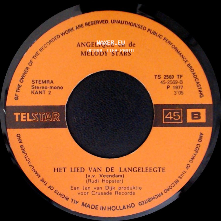 Angelique En De Melody Stars - Het Lied Van De Langeleegte / Op Mijn Stekkie side A