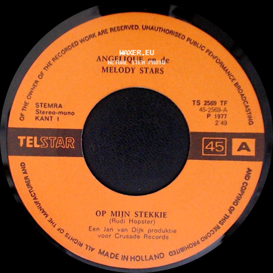 Angelique En De Melody Stars - Het Lied Van De Langeleegte / Op Mijn Stekkie side B