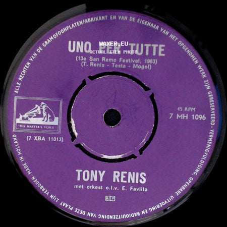 Tony Renis - Uno Per Tutte / Le Ciliege side A