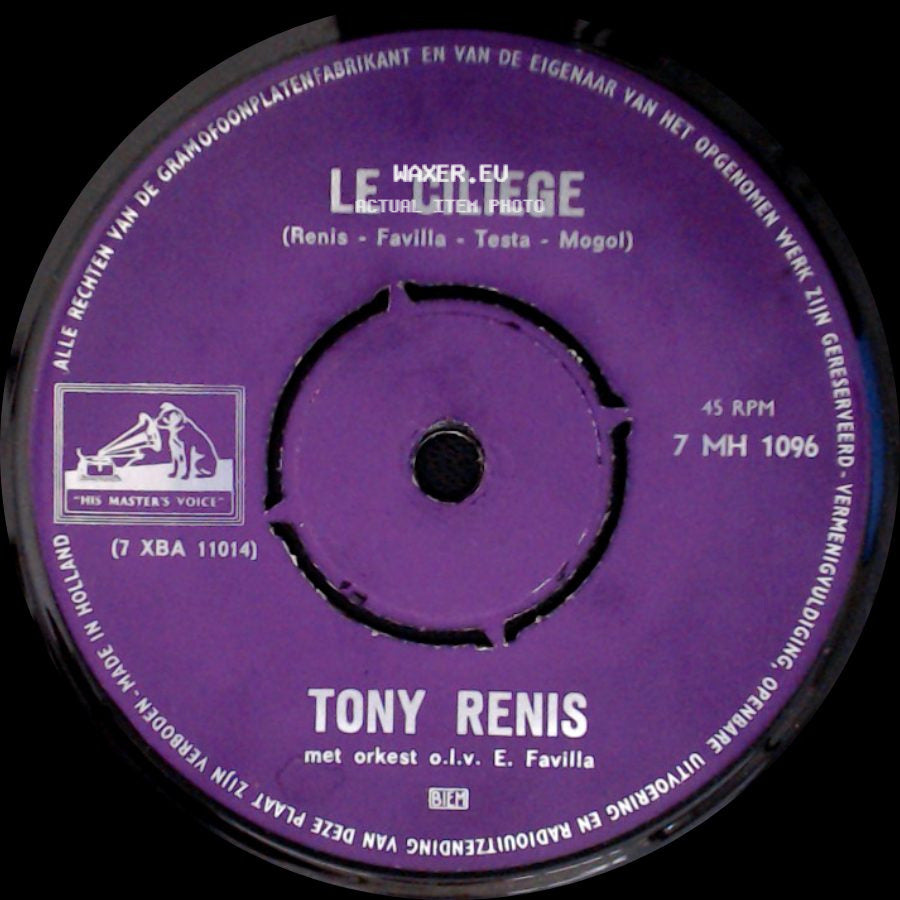 Tony Renis - Uno Per Tutte / Le Ciliege side B