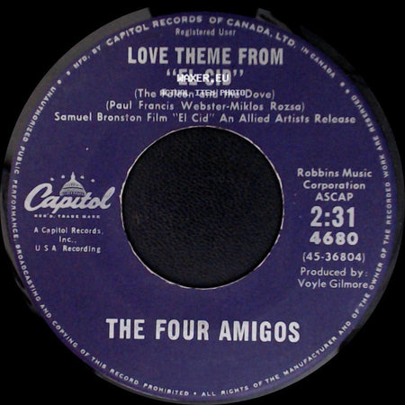 The Four Amigos - Love Theme From "El Cid" / Amor En Abril side A