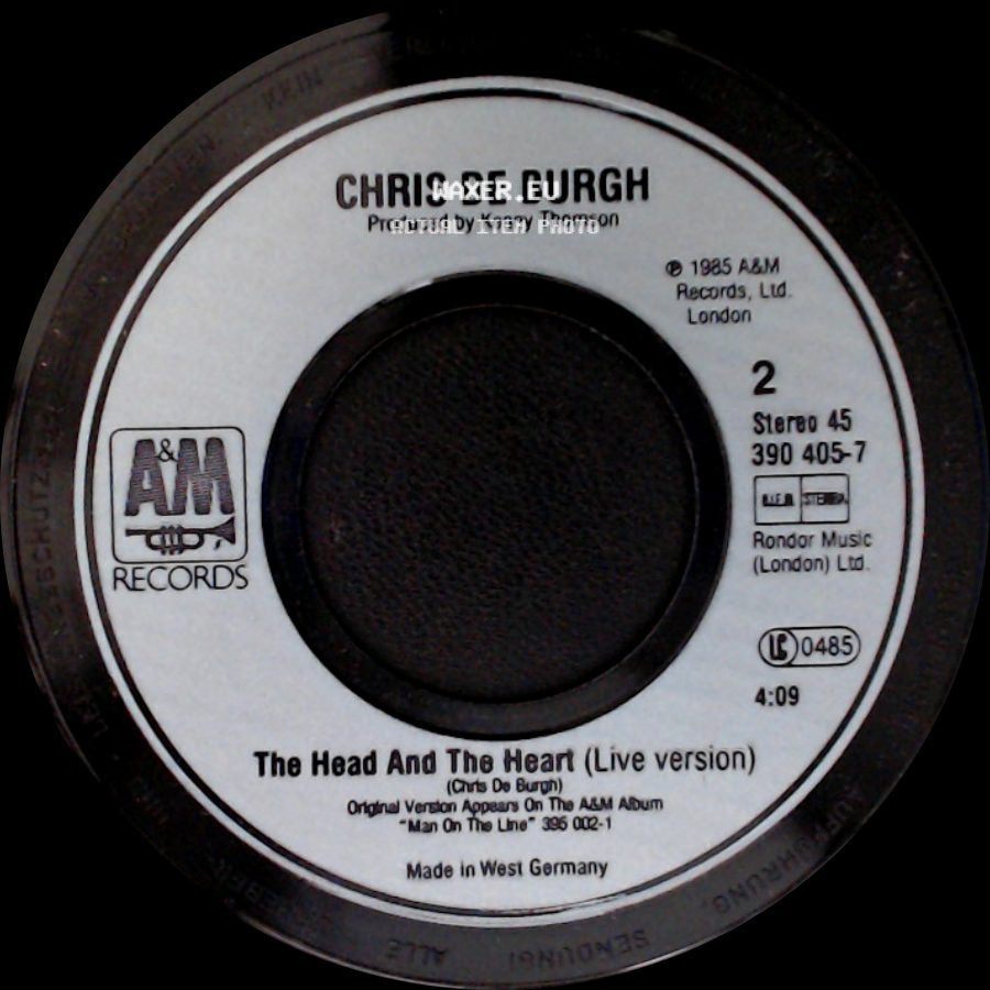 Chris De Burgh - Sailing Away (Edit) / The Head And The Heart (Live Version) side B