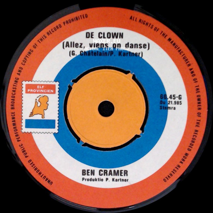 Ben Cramer - Zonder Jou / De Clown (Allez, Viens On Danse) side B