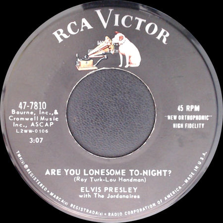 Elvis Presley With The Jordanaires - I Gotta Know / Are You Lonesome To-Night? side B