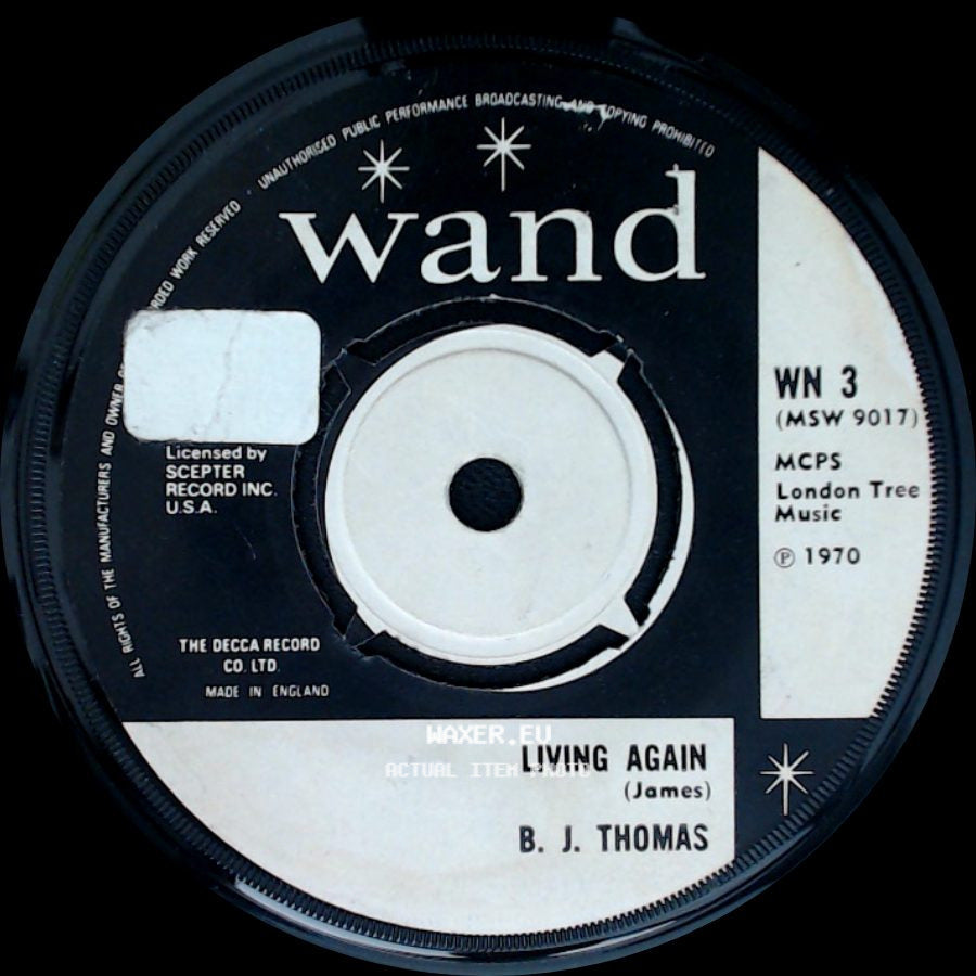 B. J. Thomas - Everybody's Out Of Town / Living Again side B