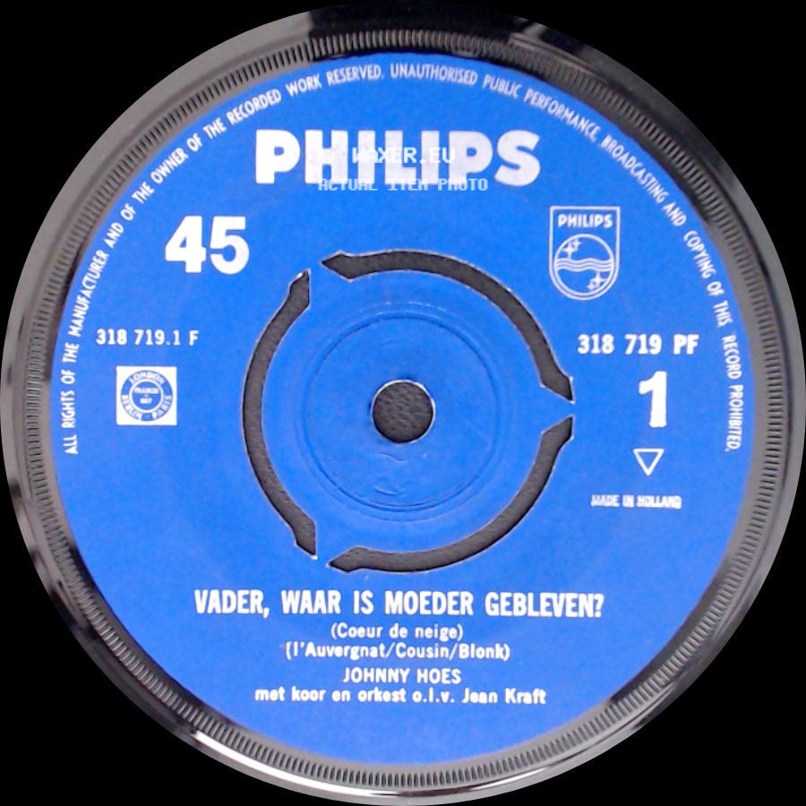 Johnny En Johnny / Johnny Hoes - Moeders Mooiste / Vader, Waar Is Moeder Gebleven? side B