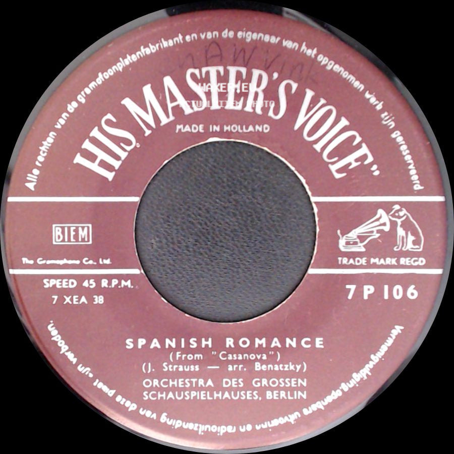 Anni Frind / Orchestra Des Grossen Schauspielhauses, Berlin - Nuns' Chorus (From "Casanova") / Spanish Romance (From "Casanova") side B