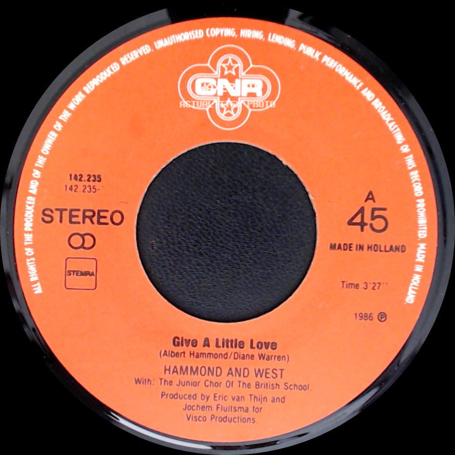 Hammond And West - Loving You, Loving Me / Give A Little Love side B
