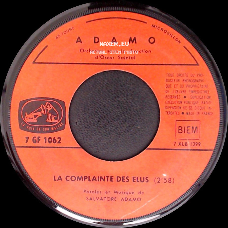 Adamo - La Complainte Des Elus / Une Meche De Cheveux side A