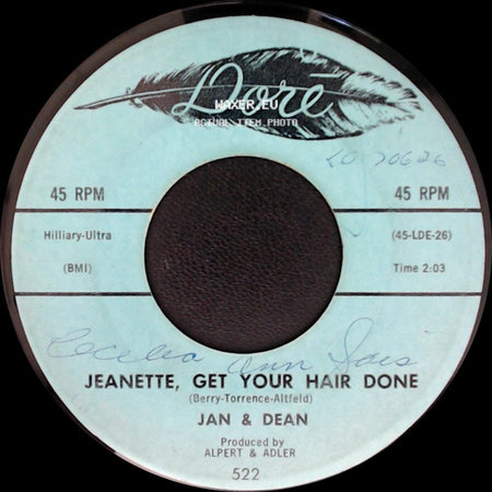 Jan & Dean - Baby Talk / Jeanette, Get Your Hair Done side B