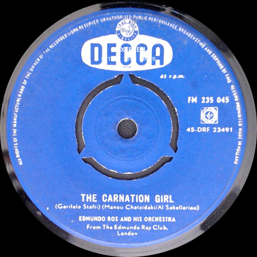 Edmundo Ros And His Orchestra - The Carnation Girl / Melodie D'amour side A