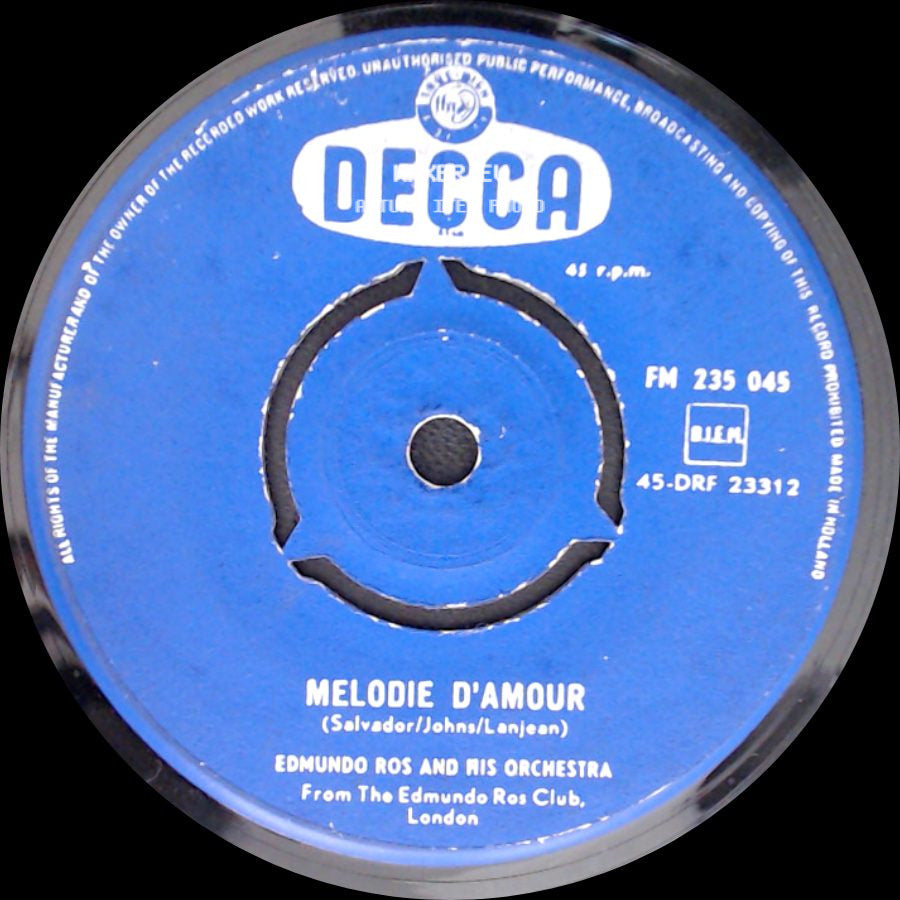 Edmundo Ros And His Orchestra - The Carnation Girl / Melodie D'amour side B