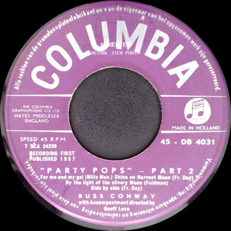 Russ Conway - Party Pops - Part 2 / Party Pops - Part 1 side A