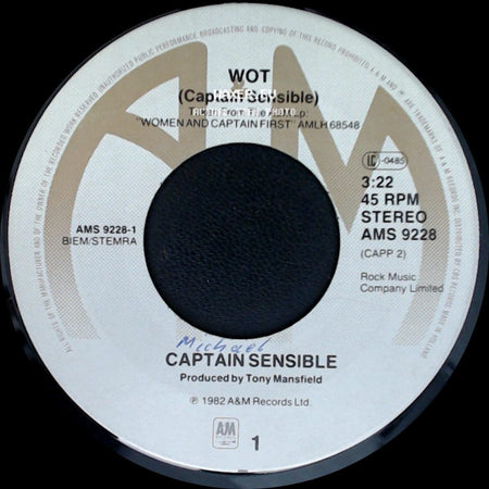 Captain Sensible - Wot / Strawberry Dross side A