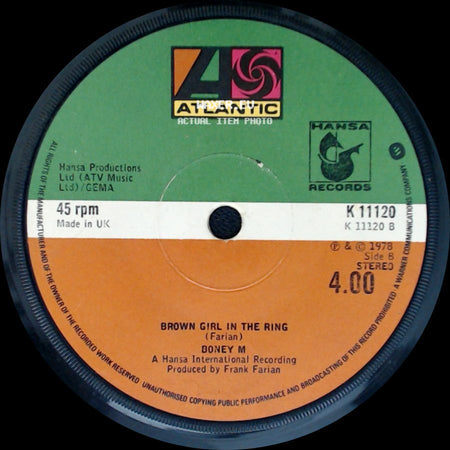 Boney M - Rivers Of Babylon / Brown Girl In The Ring side B