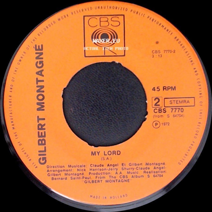 Gilbert Montagné - Baby I Feel So Fine / My Lord side B