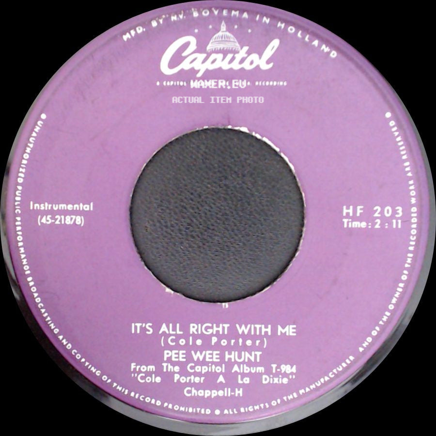 Pee Wee Hunt - I Love Paris / It's All Right With Me side B