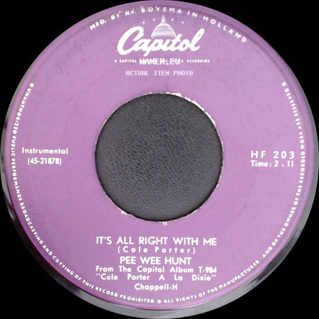 Pee Wee Hunt - I Love Paris / It's All Right With Me side B