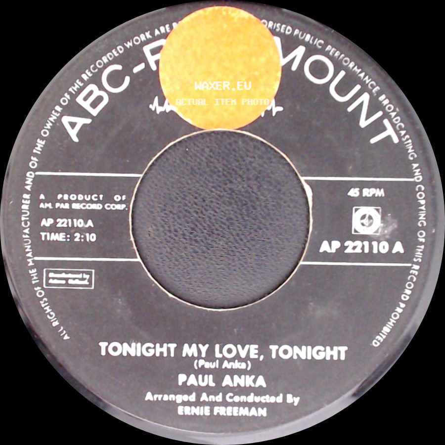 Paul Anka - I'm Just A Fool Anyway / Tonight My Love, Tonight side B