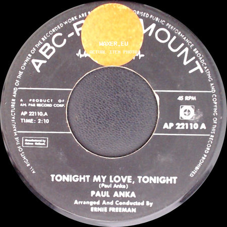 Paul Anka - I'm Just A Fool Anyway / Tonight My Love, Tonight side B