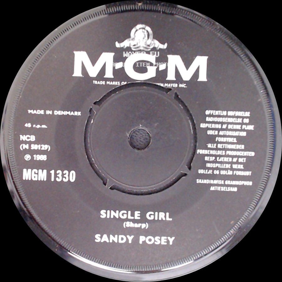 Sandy Posey - Blue Is My Best Color / Single Girl side B