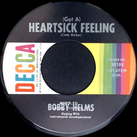 Bobby Helms - Fraulein / (Got A) Heartsick Feeling side B