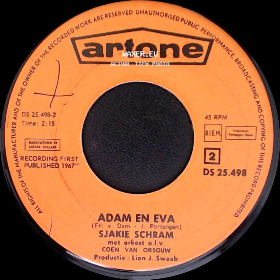 Sjakie Schram - Adam En Eva / Allemaal Op De Bok side A