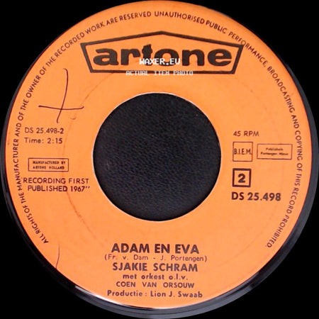 Sjakie Schram - Adam En Eva / Allemaal Op De Bok side A