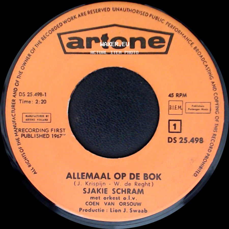 Sjakie Schram - Adam En Eva / Allemaal Op De Bok side B