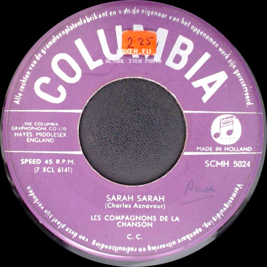 Les Compagnons De La Chanson - Sarah Sarah / Si Tu Vas A Rio side A