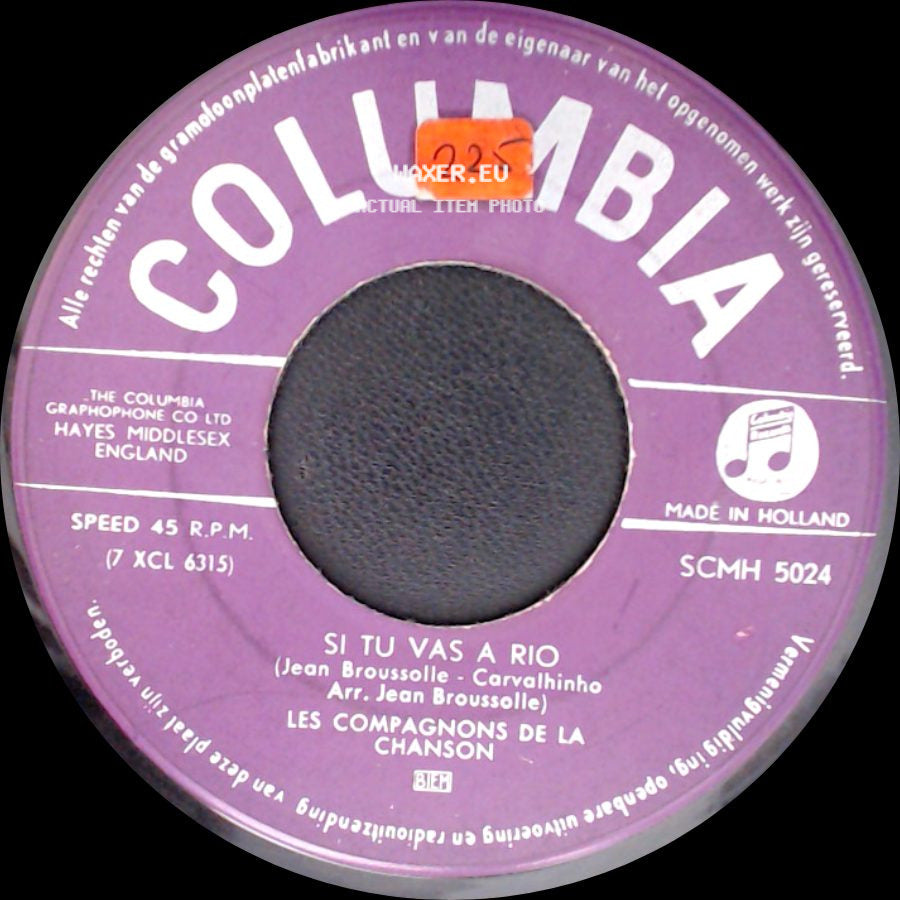 Les Compagnons De La Chanson - Sarah Sarah / Si Tu Vas A Rio side B