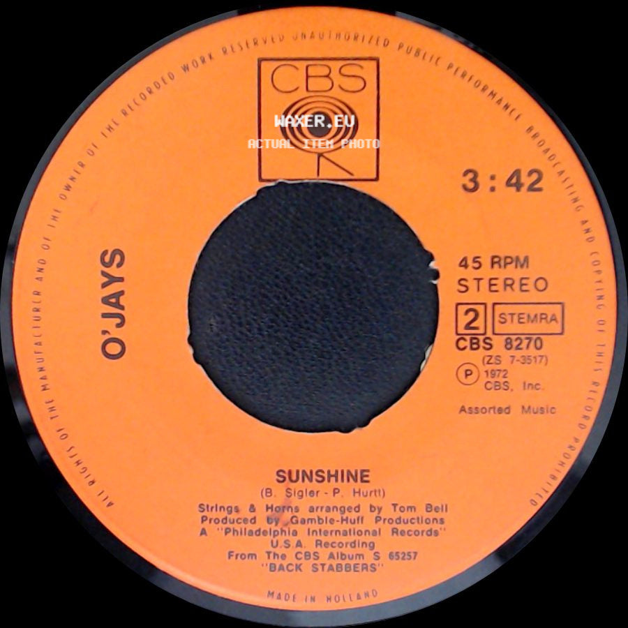 O'jays - Sunshine / Back Stabbers side A