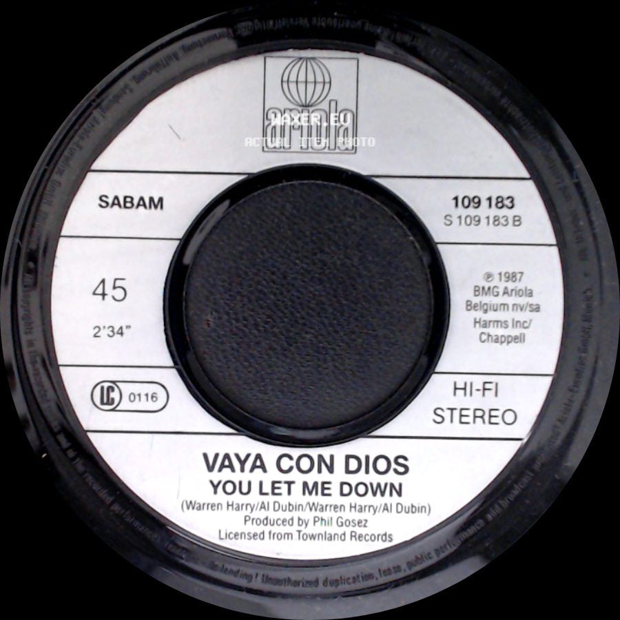 Vaya Con Dios - You Let Me Down / Just A Friend Of Mine side A