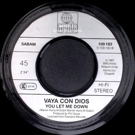 Vaya Con Dios - You Let Me Down / Just A Friend Of Mine side A