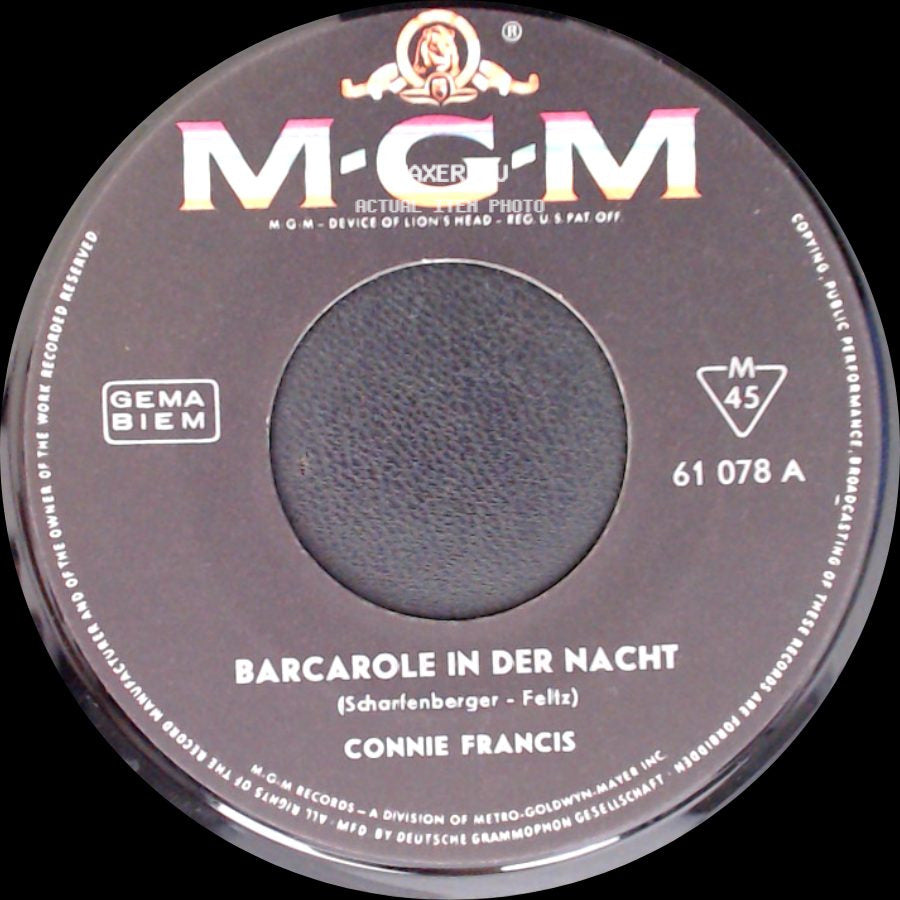 Connie Francis - Barcarole In Der Nacht / Colombino side A