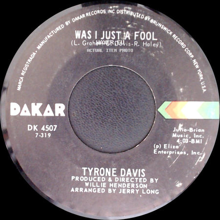 Tyrone Davis - After All This Time / Was I Just A Fool side B
