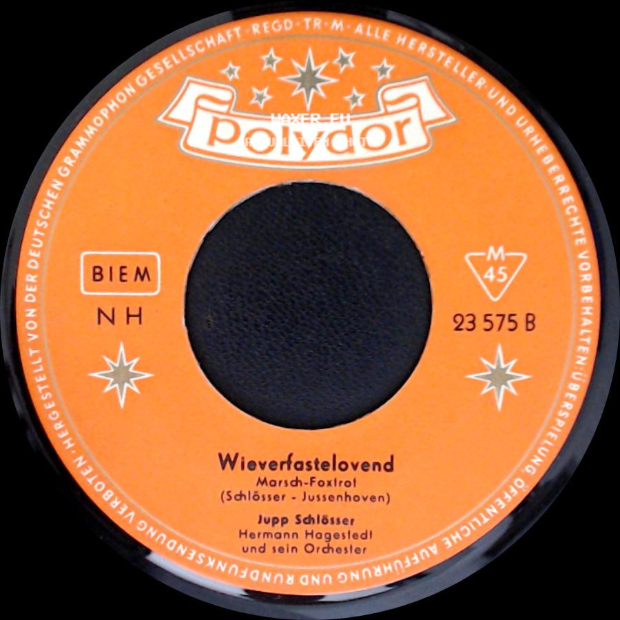 Jupp Schlösser, Hermann Hagerstedt Und Sein Orchester - Wioverfastelovend / Zimmertheater side A