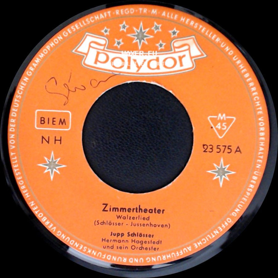Jupp Schlösser, Hermann Hagerstedt Und Sein Orchester - Wioverfastelovend / Zimmertheater side B