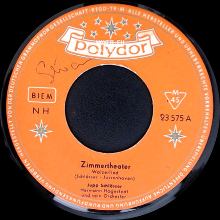 Jupp Schlösser, Hermann Hagerstedt Und Sein Orchester - Wioverfastelovend / Zimmertheater side B